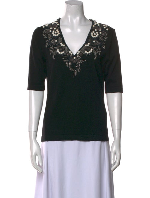 Carolina Herrera Virgin Wool V-Neck Top