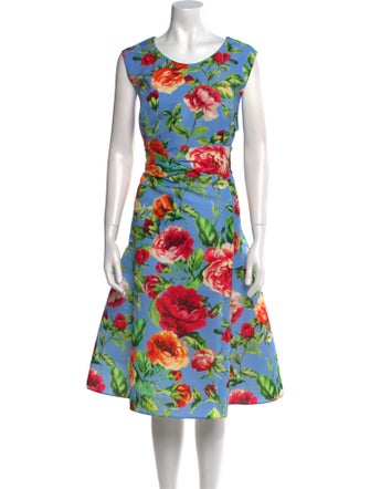Carolina Herrera Floral Print Midi Length Dress