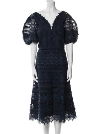 Carolina Herrera V-Neck Midi Length Dress