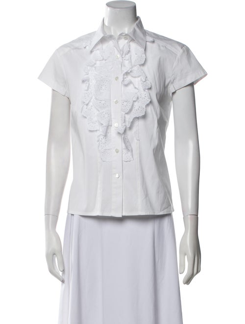Carolina Herrera Short Sleeve Button-Up Top