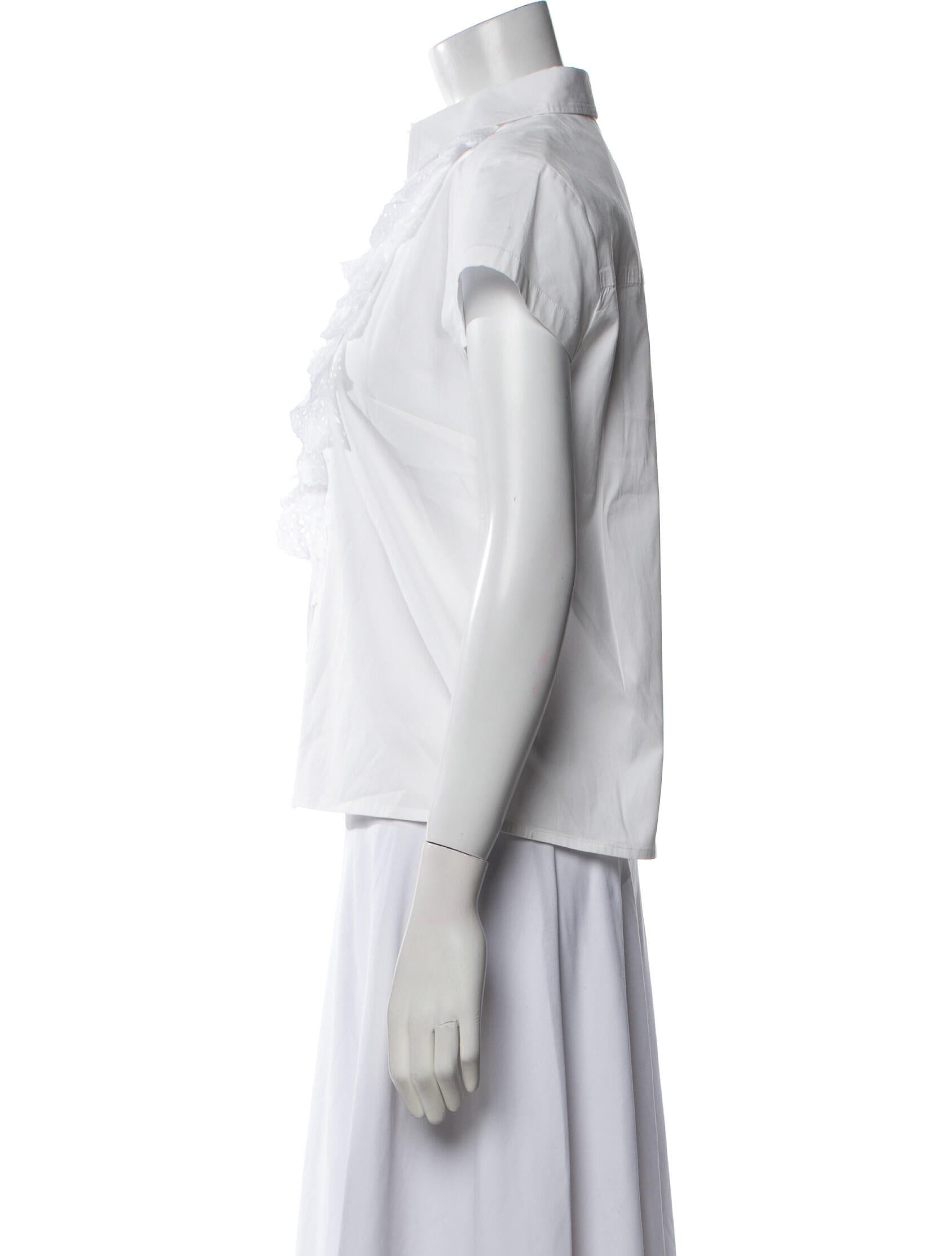 Carolina Herrera Short Sleeve Button-Up Top