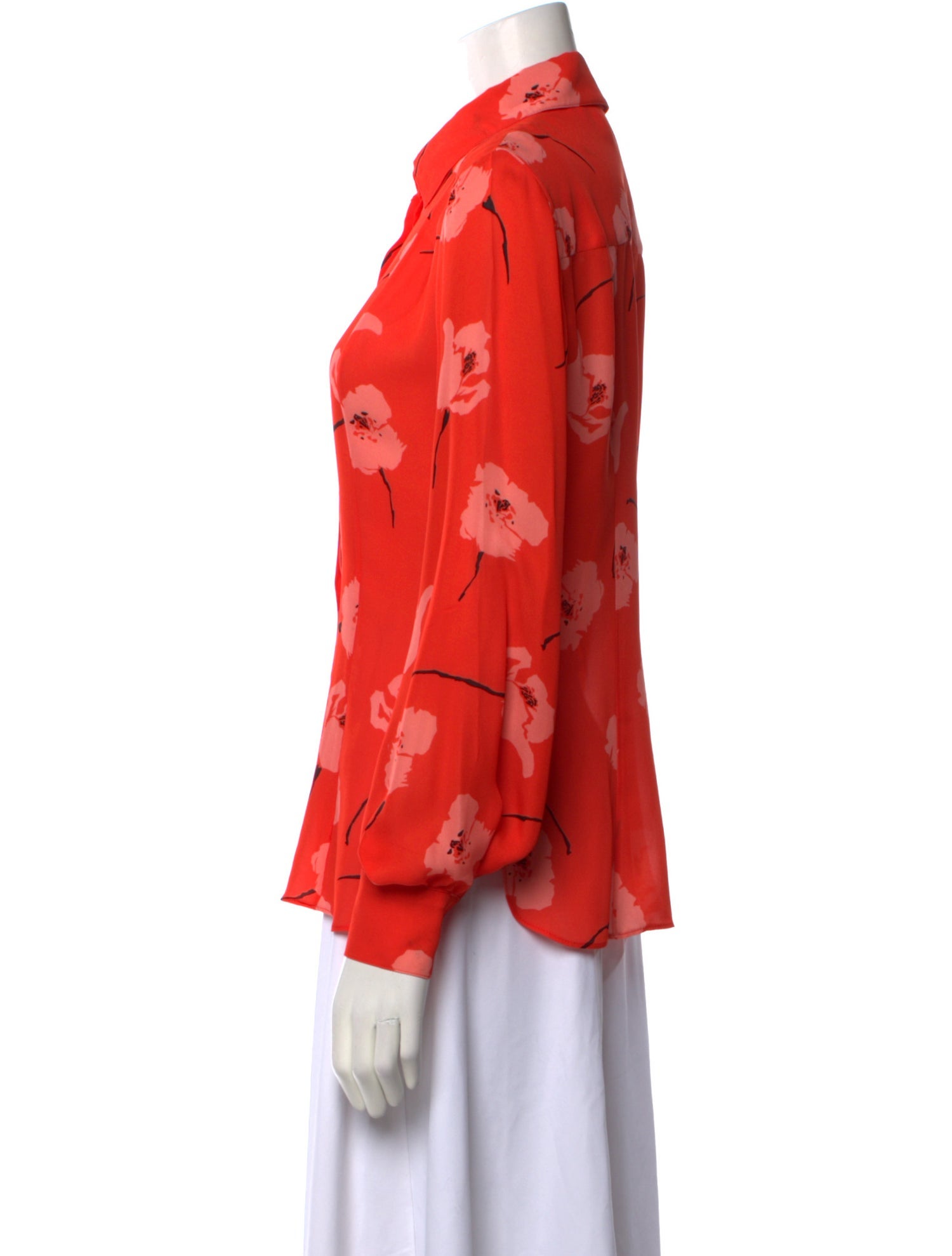 Carolina Herrera Silk Floral Print Button-Up Top