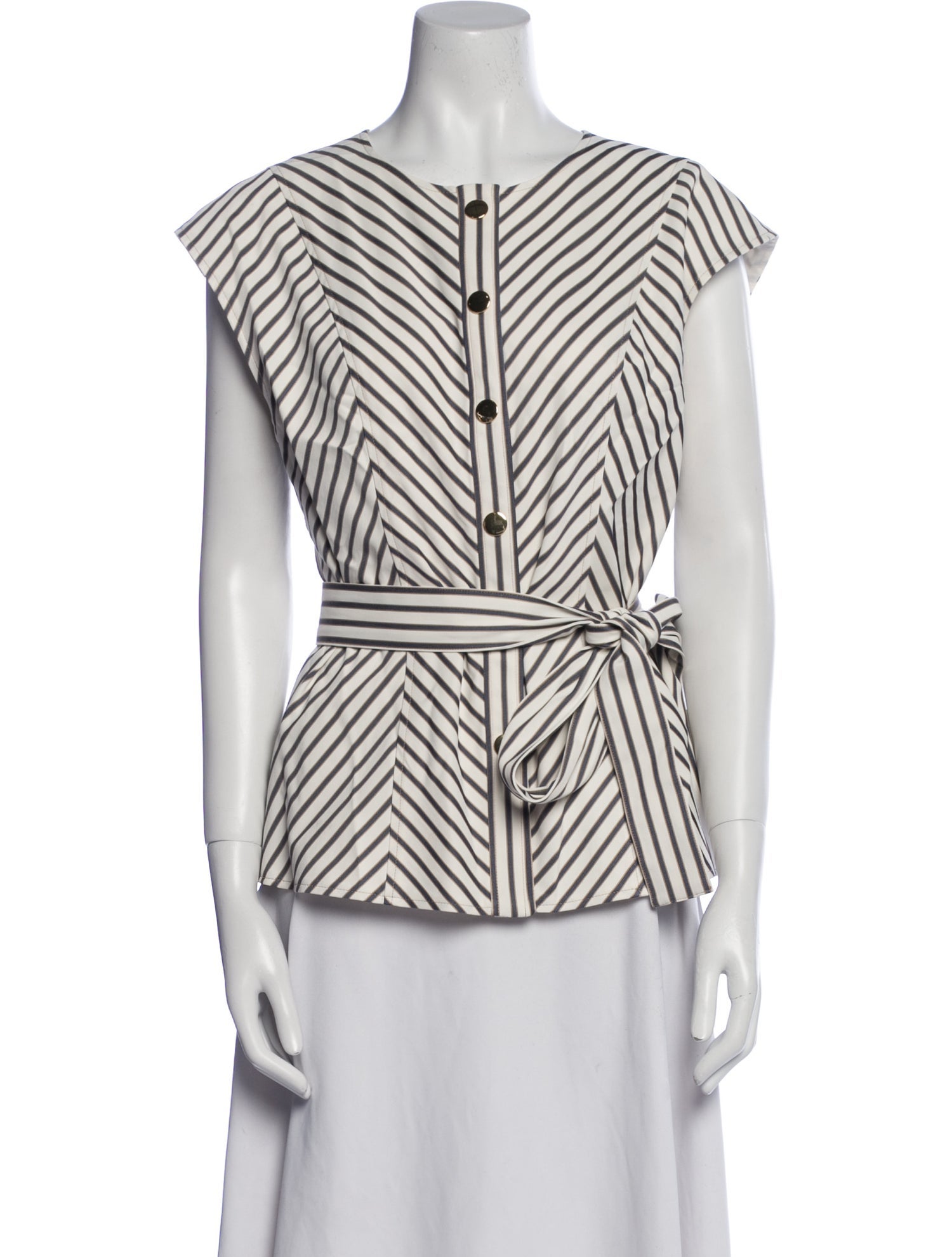 Carolina Herrera Striped Bateau Neckline Blouse