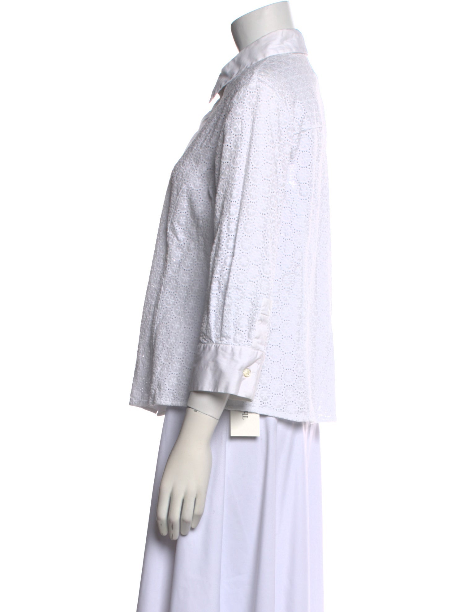 Carolina Herrera Printed Three-Quarter Sleeve Button-Up Top