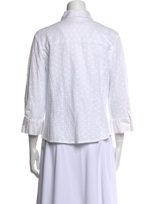 Carolina Herrera Printed Three-Quarter Sleeve Button-Up Top