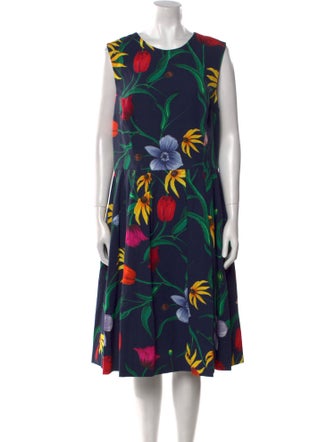 Carolina Herrera Floral Print Midi Length Dress
