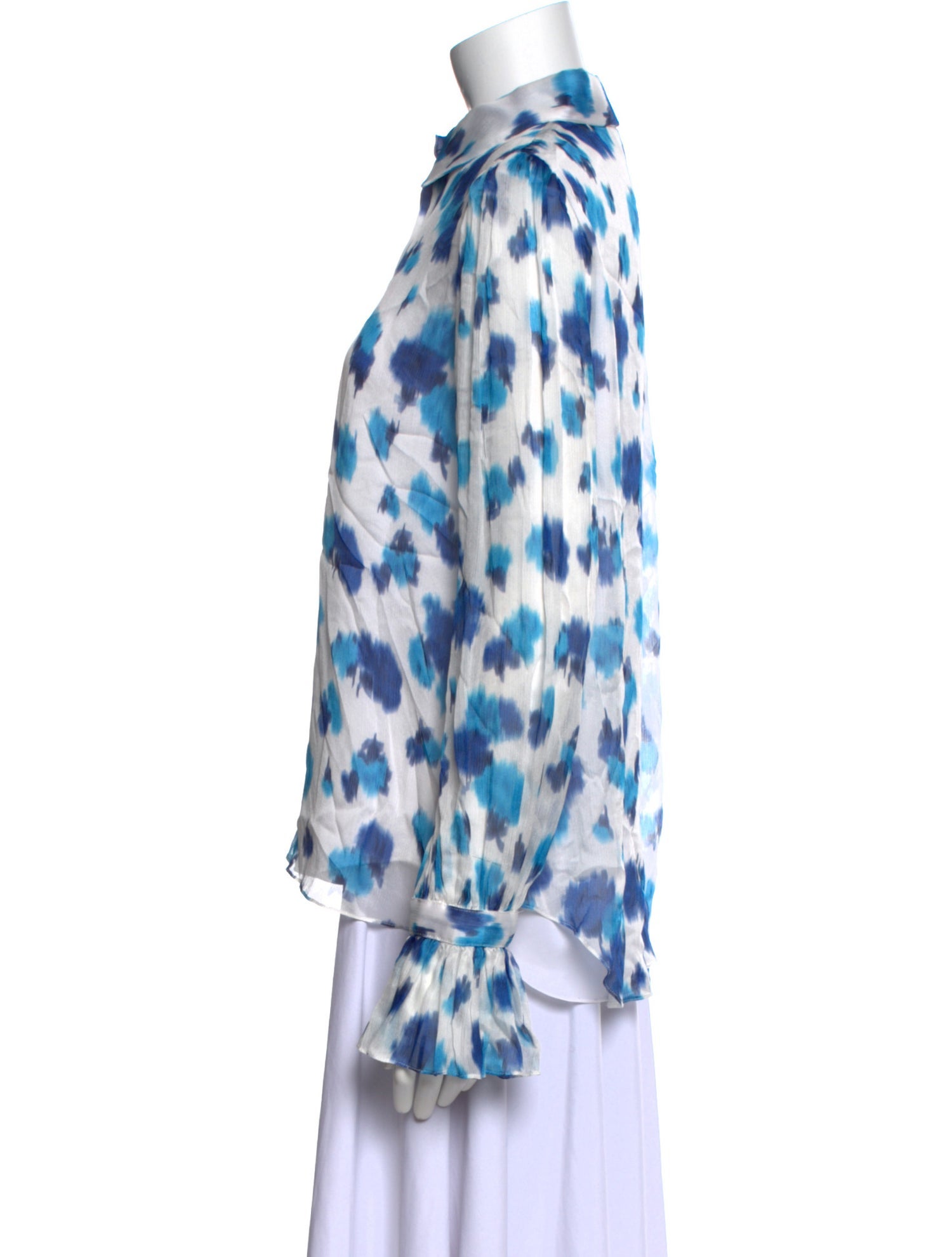 Carolina Herrera Printed Mock Neck Button-Up Top