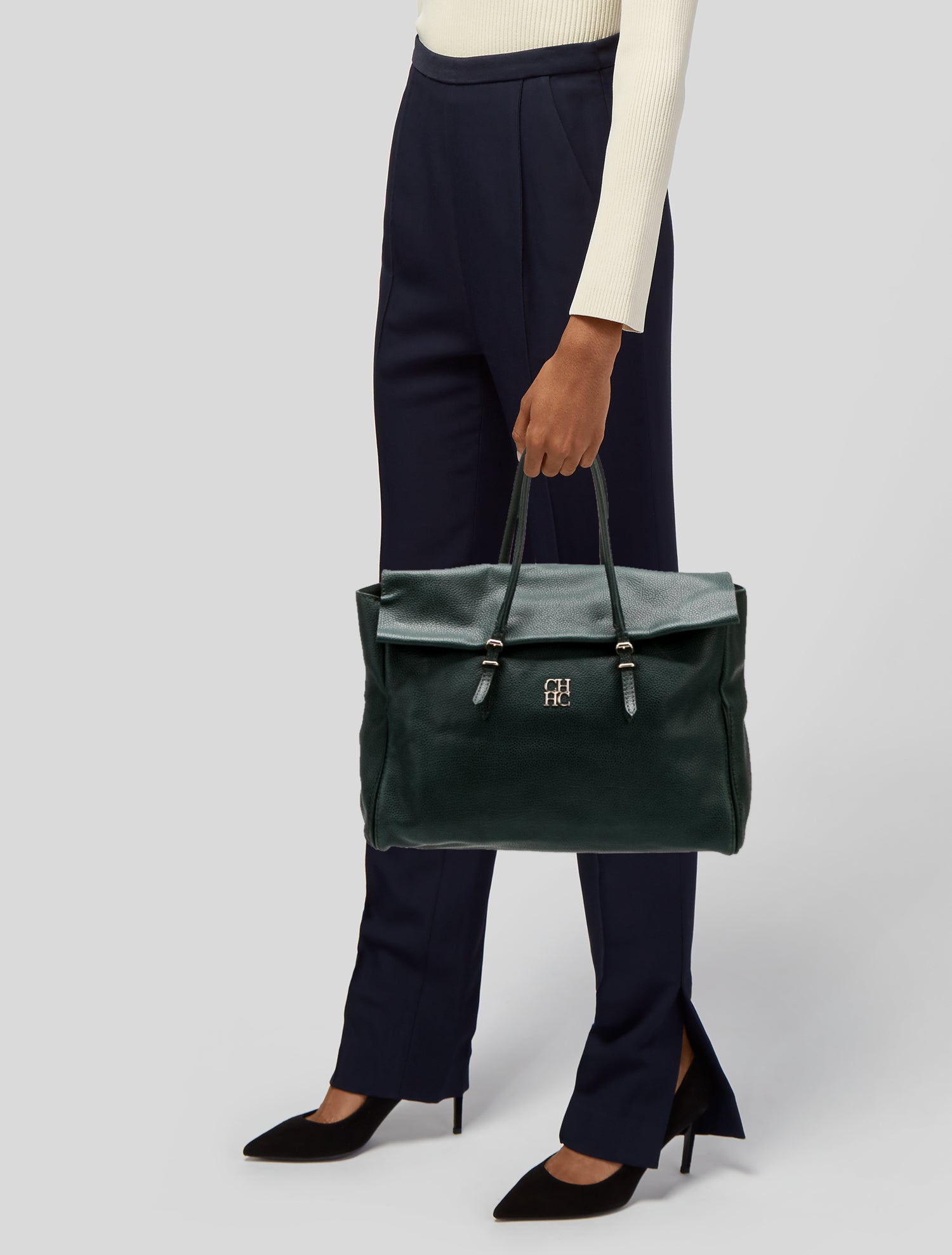 Carolina Herrera Leather Weekender Bag