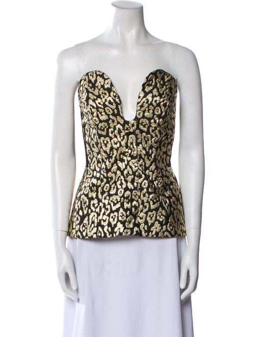 Carolina Herrera Animal Print Strapless Top