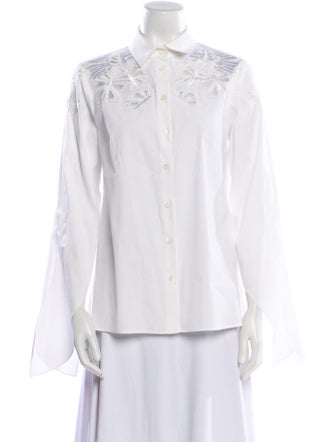 Carolina Herrera Long Sleeve Button-Up Top