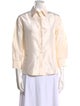 Carolina Herrera Silk Three-Quarter Sleeve Button-Up Top