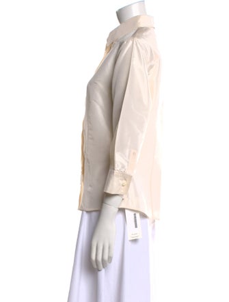 Carolina Herrera Silk Three-Quarter Sleeve Button-Up Top
