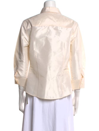Carolina Herrera Silk Three-Quarter Sleeve Button-Up Top