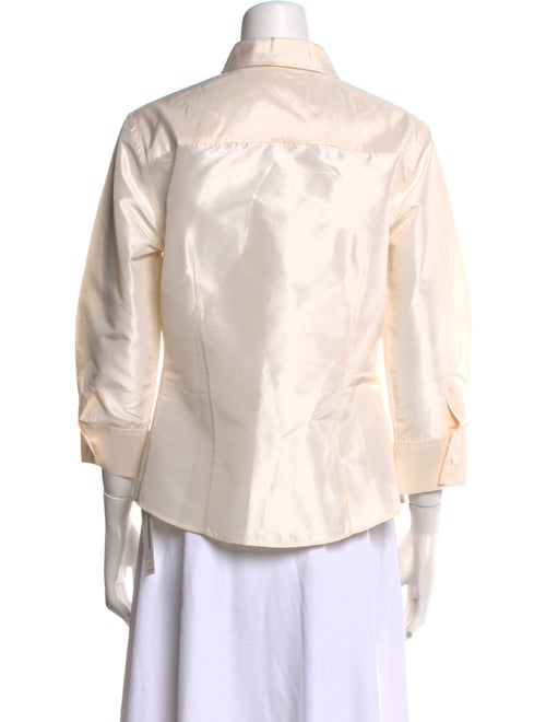 Carolina Herrera Silk Three-Quarter Sleeve Button-Up Top