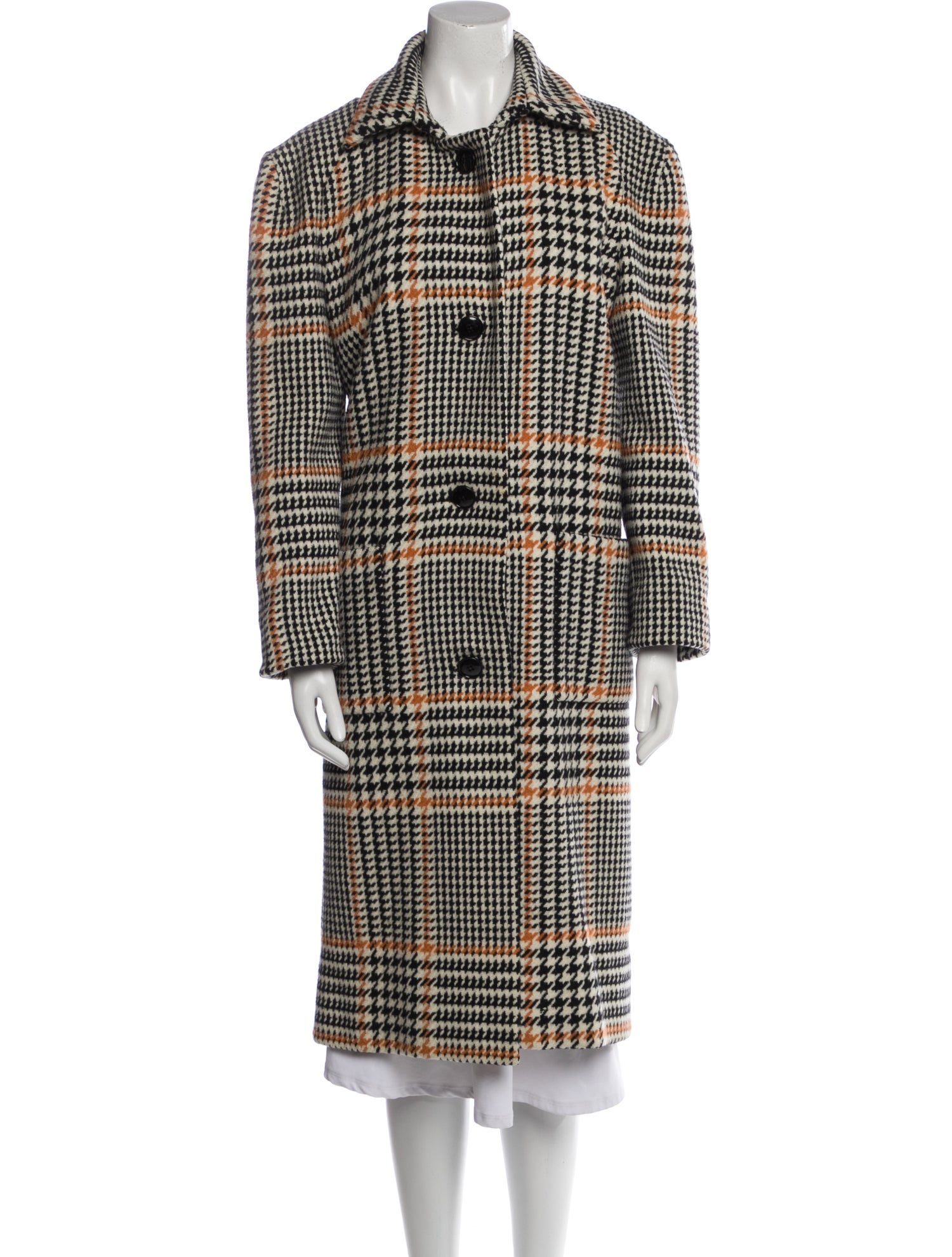 Carolina Herrera Wool Plaid Print Coat