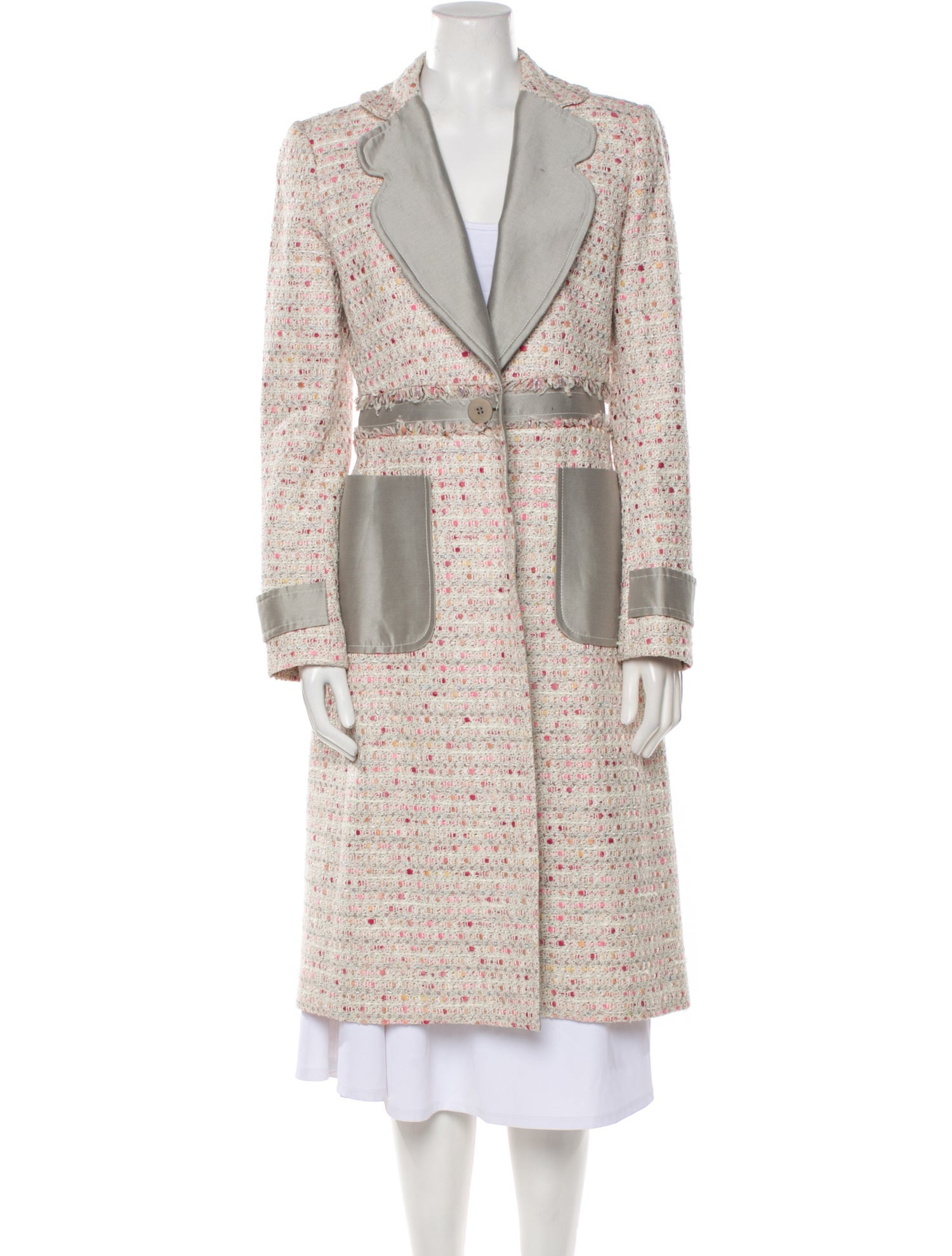 Carolina Herrera Nylon Tweed Pattern Trench Coat