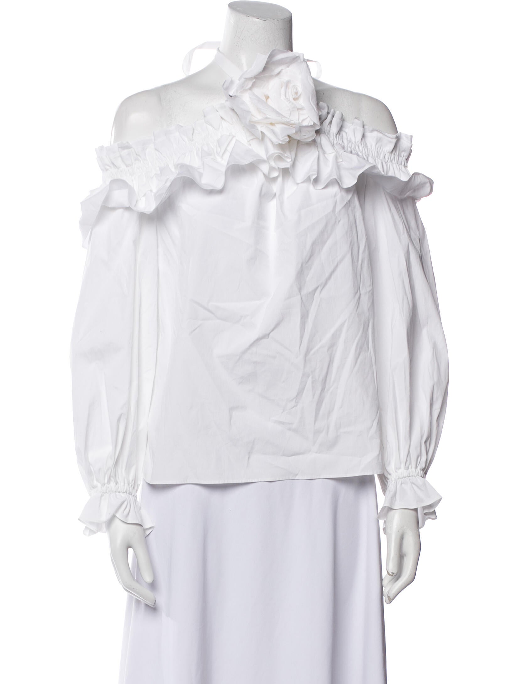 Carolina Herrera One-Shoulder Long Sleeve Blouse