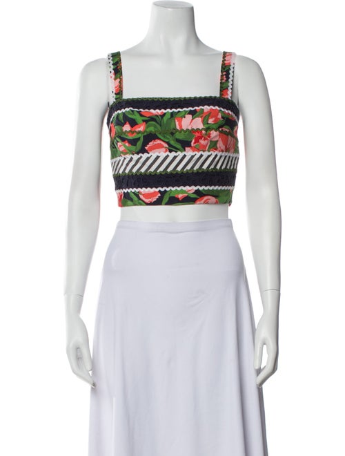 Carolina Herrera Printed Square Neckline Crop Top
