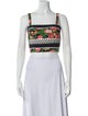 Carolina Herrera Printed Square Neckline Crop Top