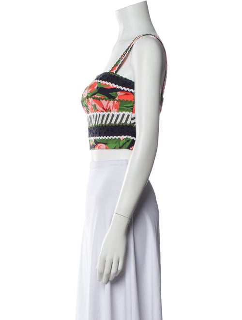 Carolina Herrera Printed Square Neckline Crop Top