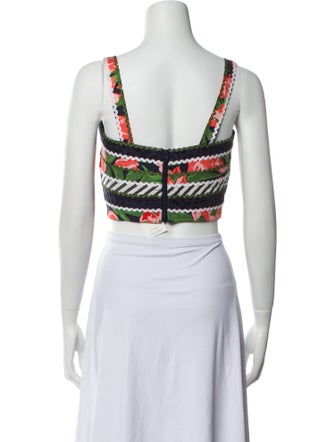 Carolina Herrera Printed Square Neckline Crop Top