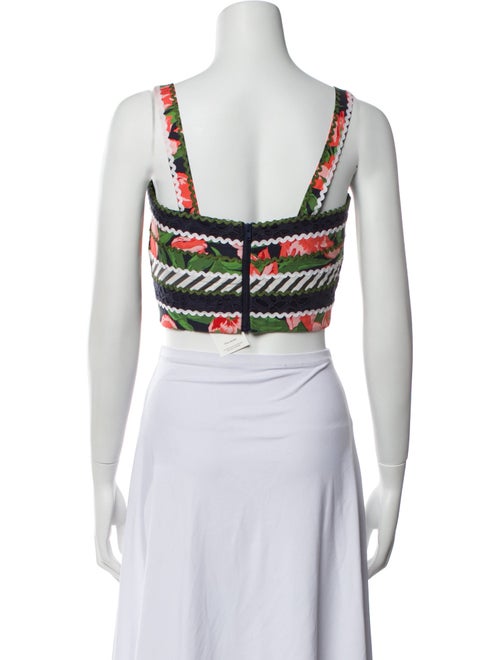 Carolina Herrera Printed Square Neckline Crop Top