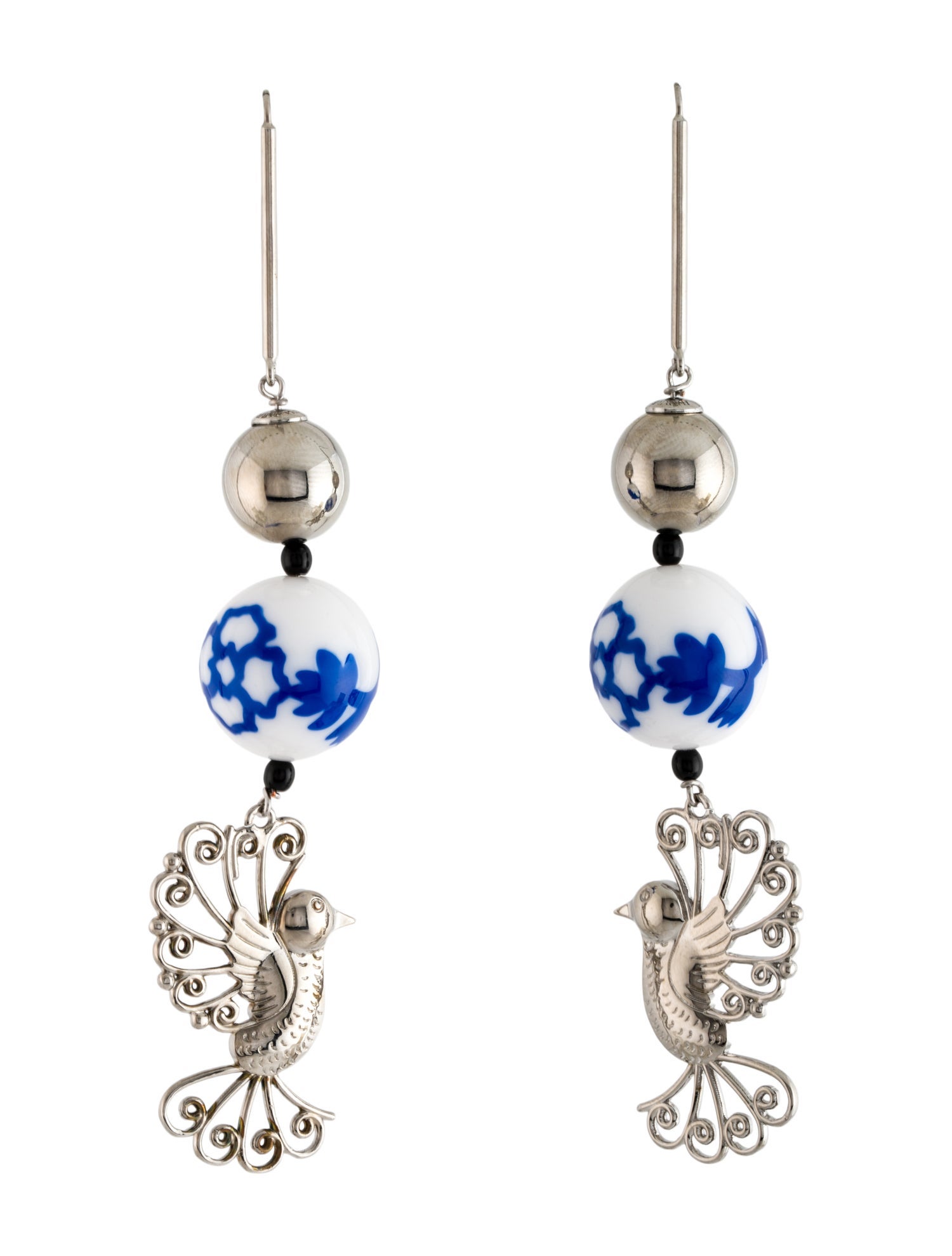 Carolina Herrera Beaded Peacock Drop Earrings