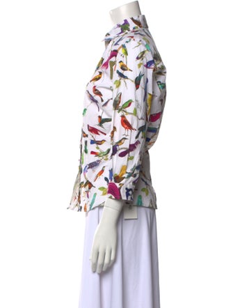 Carolina Herrera Printed Mock Neck Blouse