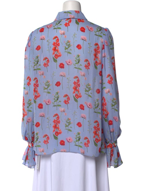 Carolina Herrera Silk Floral Print Button-Up Top