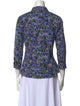 Carolina Herrera Floral Print Three-Quarter Sleeve Button-Up Top