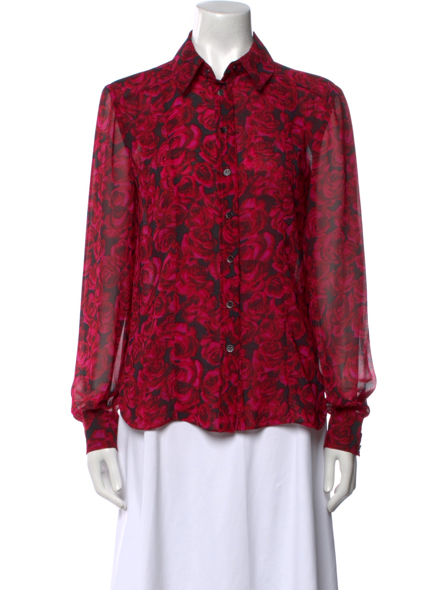 Carolina Herrera Floral Print Long Sleeve Blouse