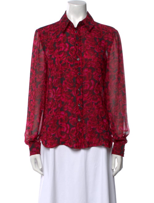Carolina Herrera Floral Print Long Sleeve Blouse