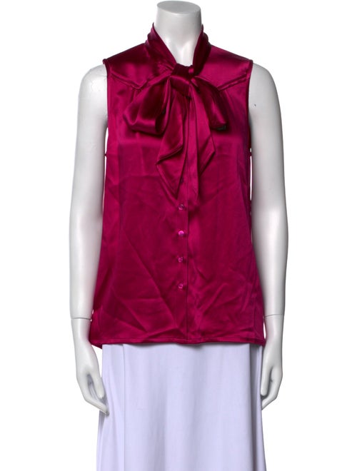 Carolina Herrera Silk Tie Neck Button-Up Top