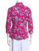 Carolina Herrera Floral Print Three-Quarter Sleeve Button-Up Top
