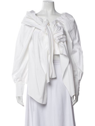 Carolina Herrera Off-The-Shoulder Long Sleeve Blouse