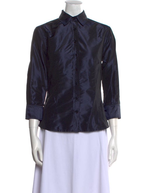 Carolina Herrera Three-Quarter Sleeve Button-Up Top