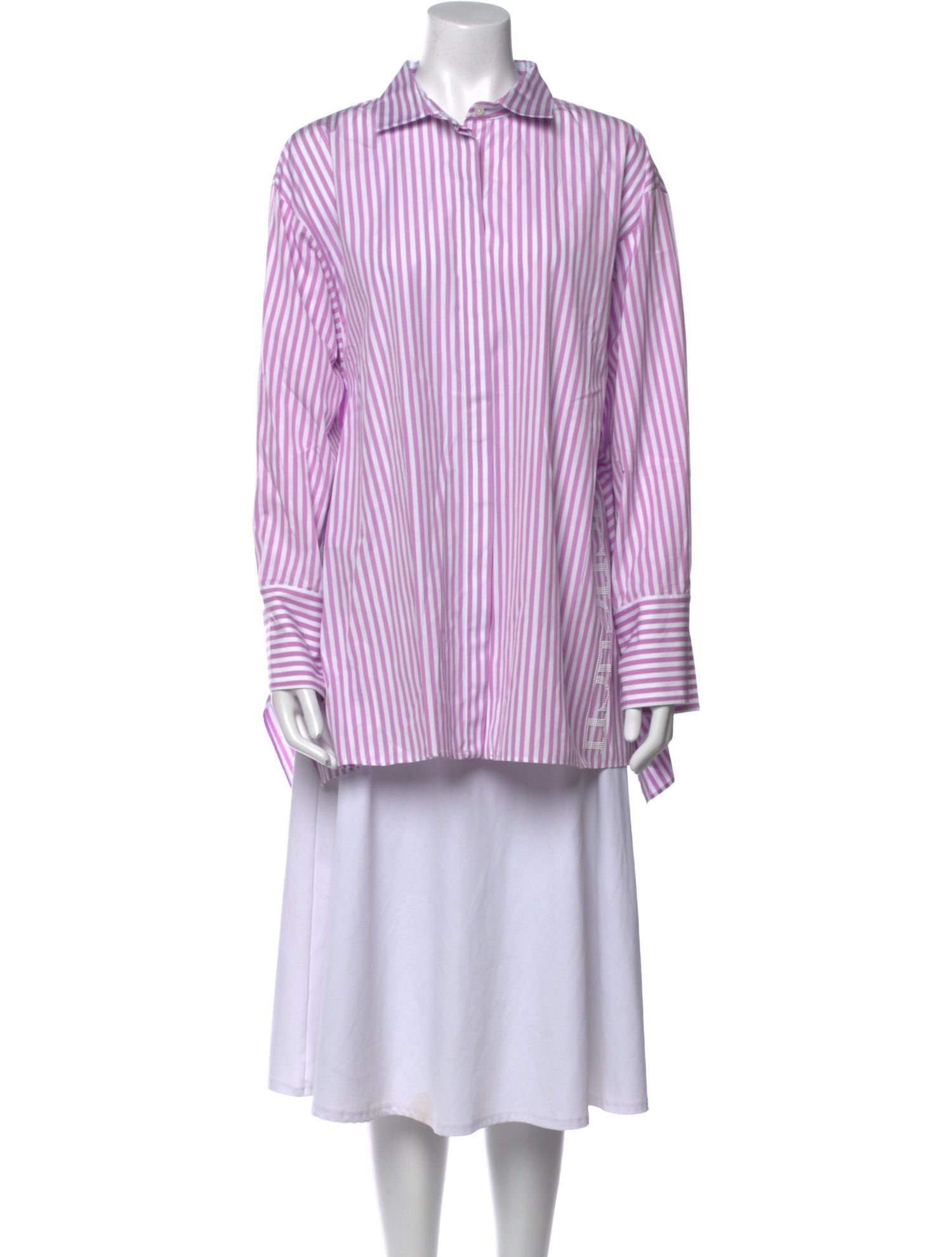 Carolina Herrera Striped Long Sleeve Button-Up Top