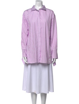 Carolina Herrera Striped Long Sleeve Button-Up Top