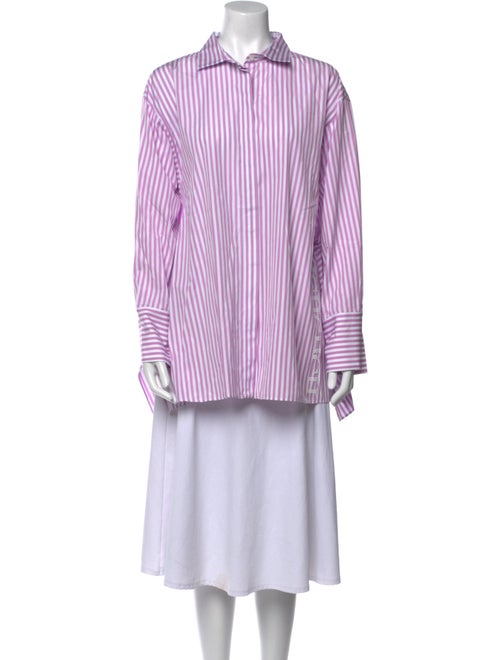 Carolina Herrera Striped Long Sleeve Button-Up Top