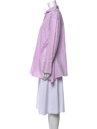 Carolina Herrera Striped Long Sleeve Button-Up Top