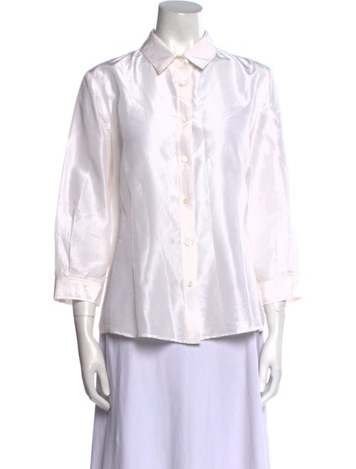Carolina Herrera Silk Three-Quarter Sleeve Button-Up Top