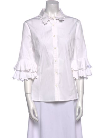 Carolina Herrera Three-Quarter Sleeve Button-Up Top
