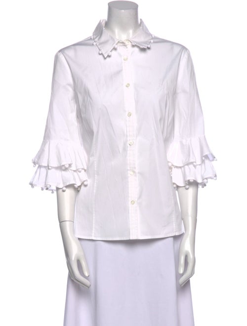 Carolina Herrera Three-Quarter Sleeve Button-Up Top