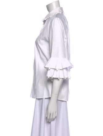 Carolina Herrera Three-Quarter Sleeve Button-Up Top