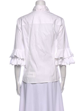 Carolina Herrera Three-Quarter Sleeve Button-Up Top