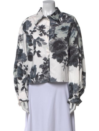 Carolina Herrera Printed Long Sleeve Button-Up Top