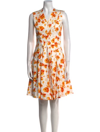 Carolina Herrera Floral Print Knee-Length Dress
