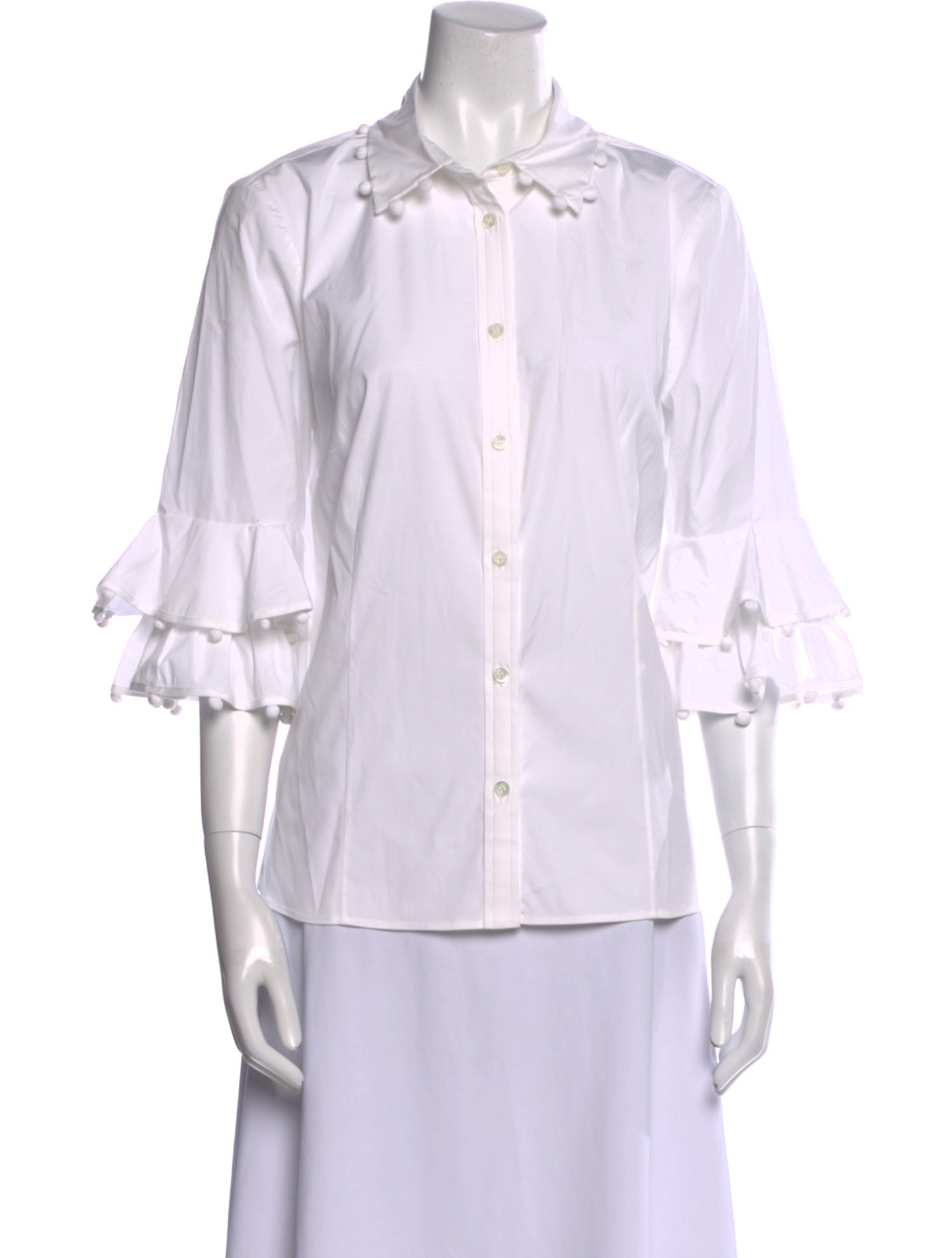 Carolina Herrera Three-Quarter Sleeve Button-Up Top w/ Tags