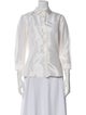 Carolina Herrera Silk Three-Quarter Sleeve Button-Up Top