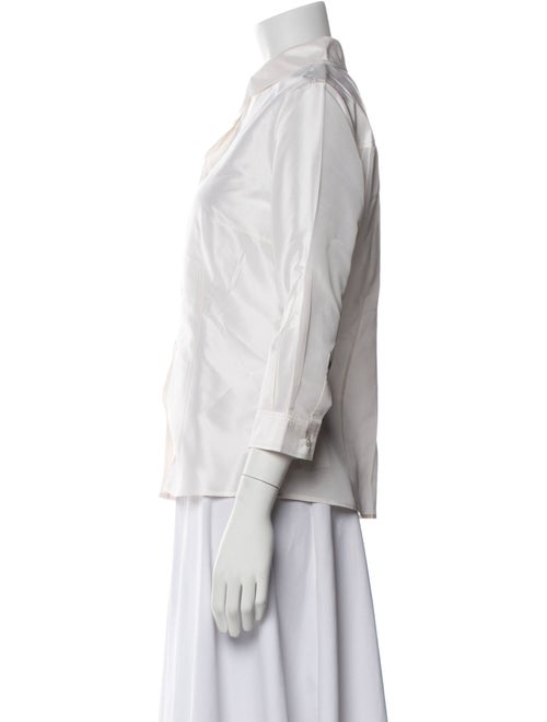 Carolina Herrera Silk Three-Quarter Sleeve Button-Up Top